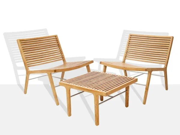 Sibast RIB loungebord, 60 x 60 cm, teak - rostfritt stål