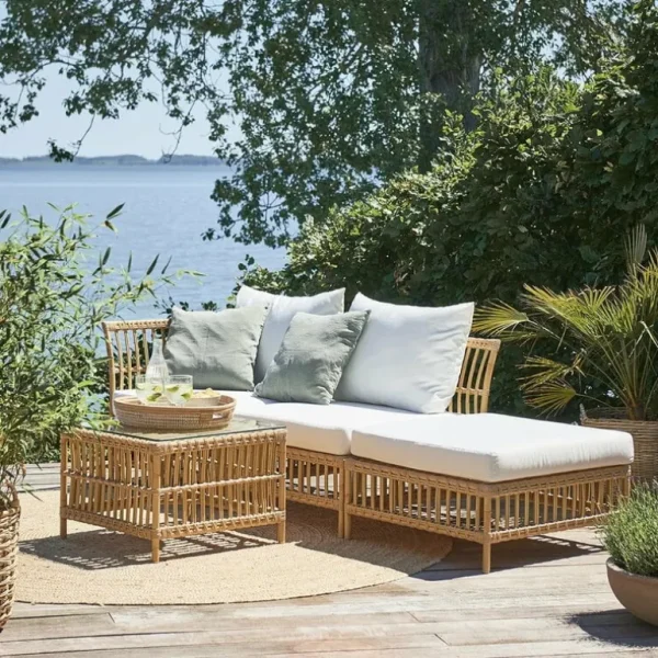 Sika-Design Maggie Exterior hörnmodul för soffa, naturell - vit kudde
