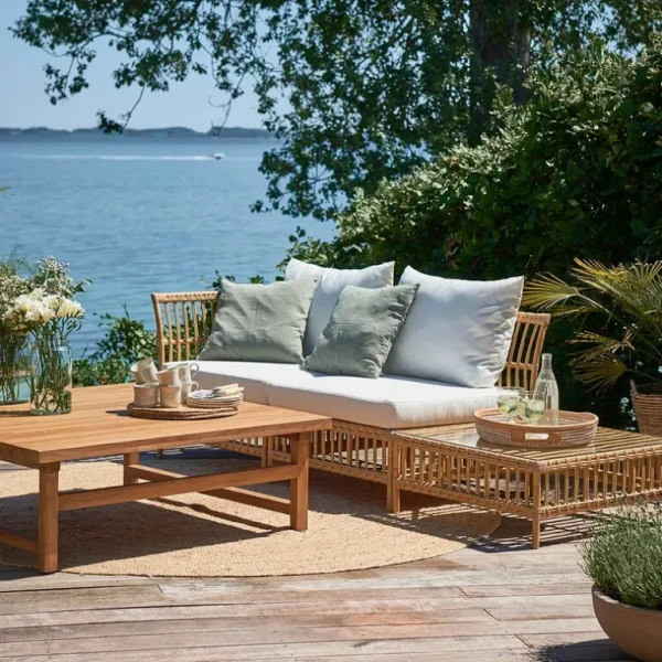 Sika-Design Maggie Exterior mittmodul för soffa, naturell - vit kudde