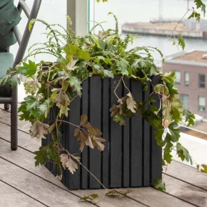 Squarely Copenhagen GrowBIG planter, svart ask - svarta hjul