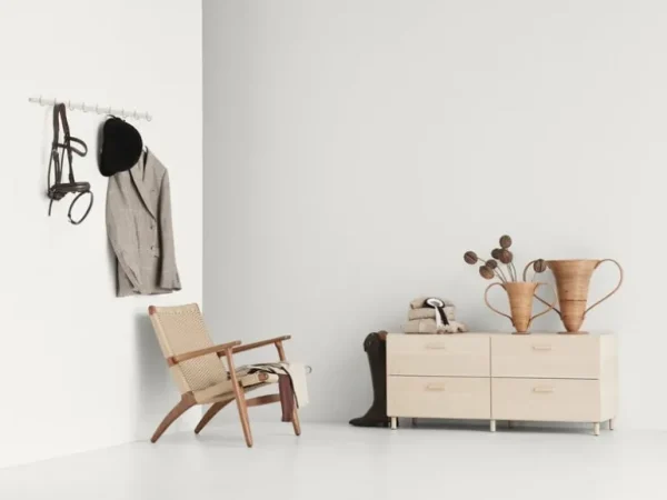 String Furniture Relief klädstång med krokar, stor, 123 cm,
