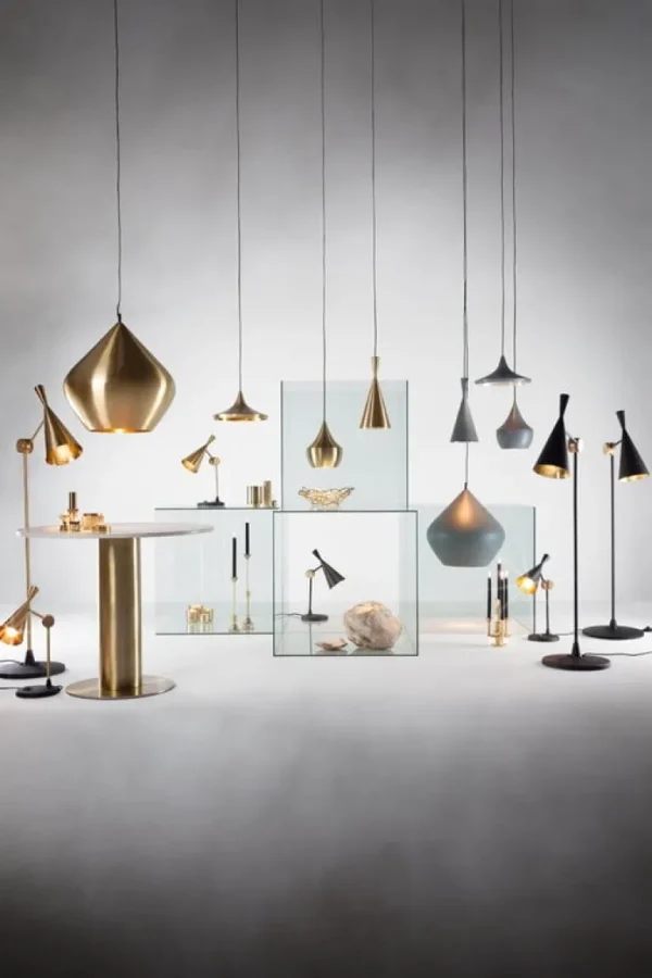 Tom Dixon Beat Tall LED-pendel, borstad mässing