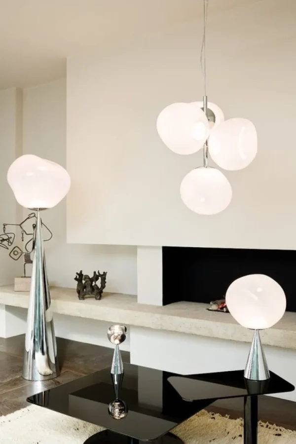 Tom Dixon Melt Chandelier Mini pendellampa, LED, opal - silver