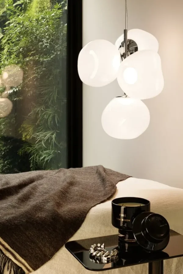 Tom Dixon Melt Chandelier Mini pendellampa, LED, opal - silver
