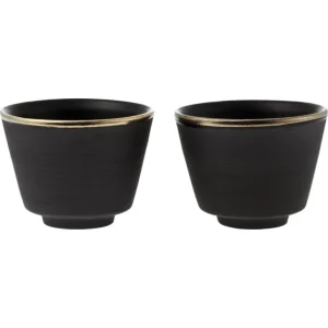 Vaidava Ceramics Eclipse Gold espressokopp, 2-pack, svart - guld