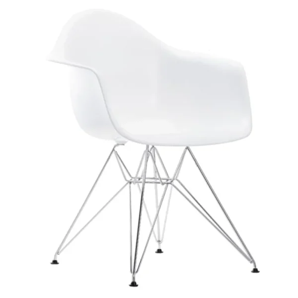 Vitra Eames DAR stol, cotton white RE - krom