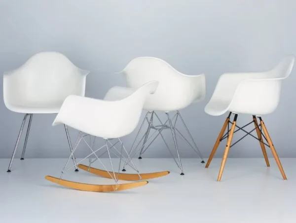 Vitra Eames DAR stol, cotton white RE - krom