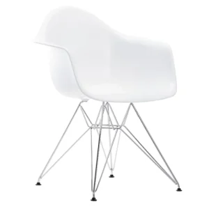 Vitra Eames DAR stol, vit - krom