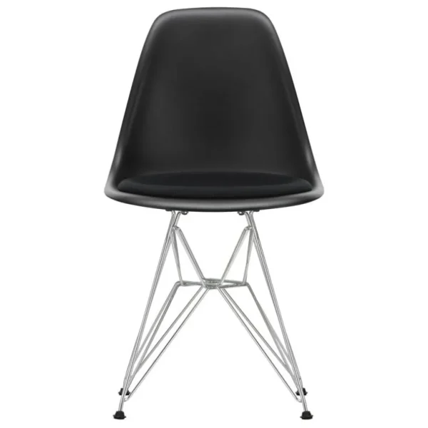 Vitra Eames DSR-stol, deep black RE - krom - nero-kudde