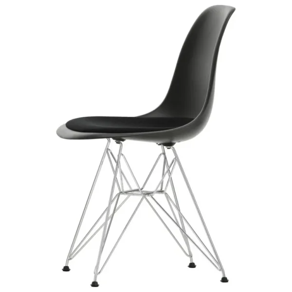 Vitra Eames DSR-stol, deep black RE - krom - nero-kudde