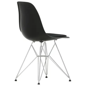 Vitra Eames DSR-stol, deep black RE - krom - nero-kudde