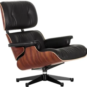 Vitra Eames fåtölj, klassisk storlek, palisanderträ - svart läder