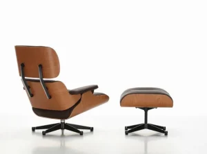 Vitra Eames fåtölj, klassisk storlek, American cherry - svart läder