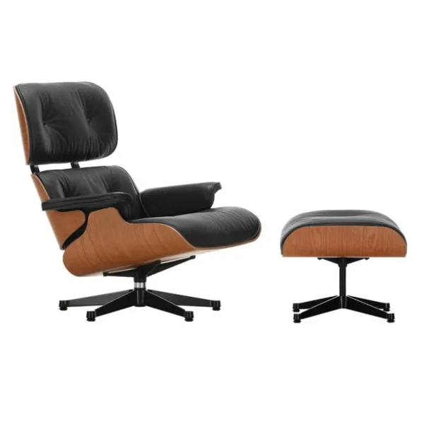 Vitra Eames Lounge Chair & Ottoman, ny storlek, am. körsbär - svart