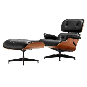 Vitra Eames Lounge Chair & Ottoman, klassisk stl, am. körsbär - svart