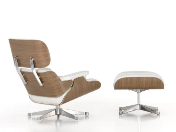 Vitra Eames Lounge Chair & Ottoman, ny storlek, vit valnöt - vit