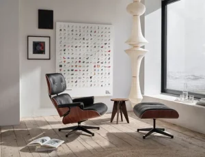 Vitra Eames Lounge Chair, ny storlek, palisander - svart läder