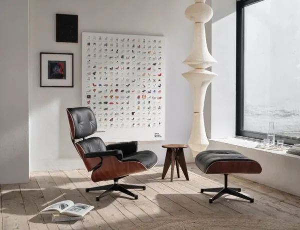 Vitra Eames Lounge Chair & Ottoman, klassisk stl, palisander - svart