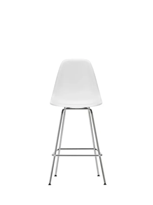 Vitra Eames, Plastic Stool, medium, bomullsvit RE - krom