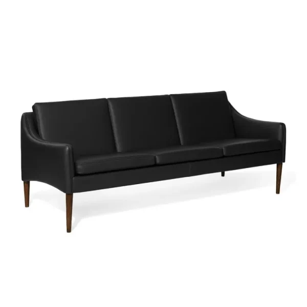 Warm Nordic Mr Olsen soffa, 3-sits, valnöt - svart läder