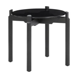 Wendelbo Notch sidobord, runt, S, svart glas - svartbetsad ek
