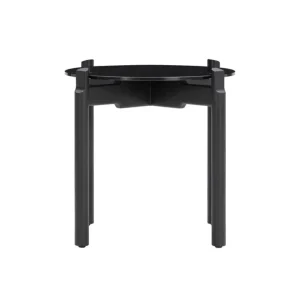 Wendelbo Notch sidobord, runt, S, svart glas - svartbetsad ek