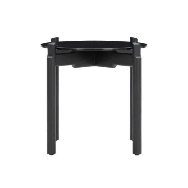 Wendelbo Notch sidobord, runt, S, svart glas - svartbetsad ek