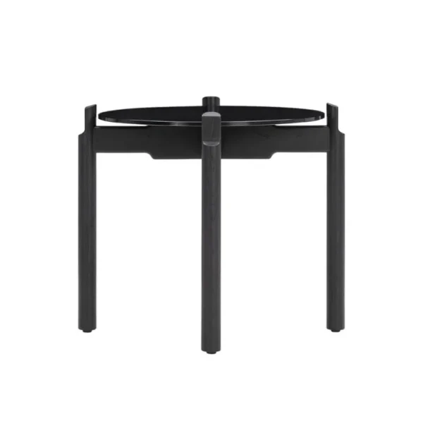 Wendelbo Notch sidobord, runt, S, svart glas - svartbetsad ek