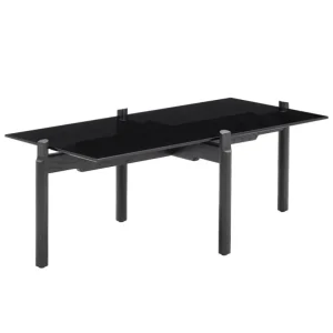 Wendelbo Notch soffbord, rektangulärt, M, svart glas - svartbetsad ek