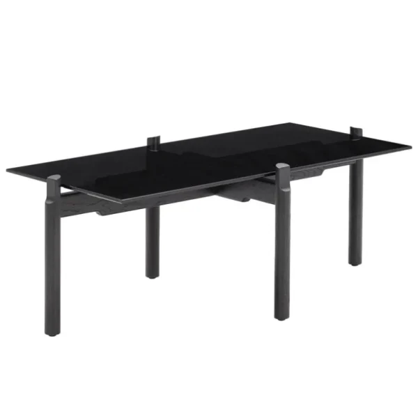Wendelbo Notch soffbord, rektangulärt, M, svart glas - svartbetsad ek
