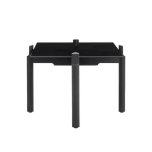 Wendelbo Notch soffbord, rektangulärt, M, svart glas - svartbetsad ek