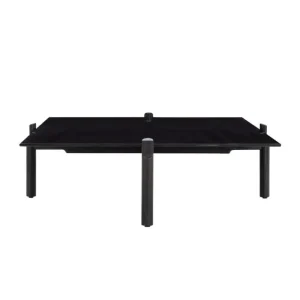 Wendelbo Notch soffbord, rektangulärt, M, svart glas - svartbetsad ek