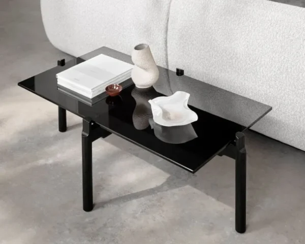 Wendelbo Notch soffbord, rektangulärt, M, svart glas - svartbetsad ek