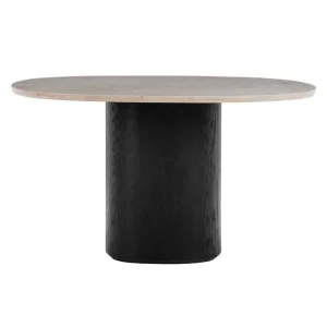 Wendelbo Ovata matbord, svart ek - Jura Grey kalksten