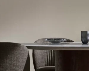 Wendelbo Ovata matbord, svart ek - Jura Grey kalksten