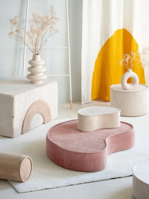 Barn Wigiwama Pouffe set, pink mousse